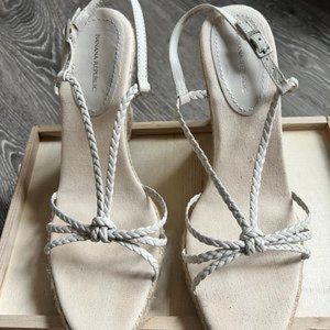 Banana Republic Braided Strappy Cream Wedge sandals 7
